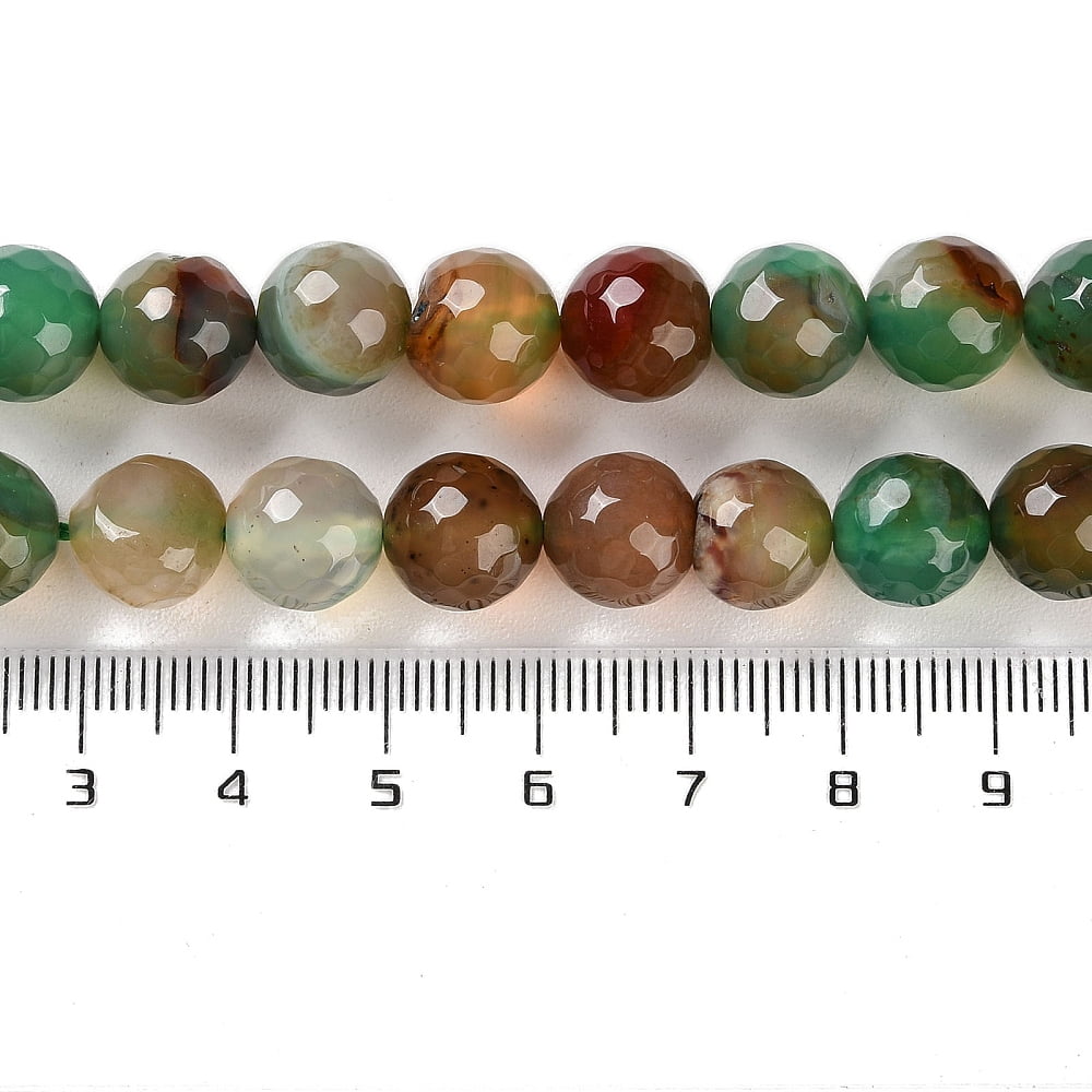 Natural Agate Beads Strands Dyed Heated Faceted Round Green 10mm Hole: 0.8mm 37pcs/strand 14.96inch(38cm)