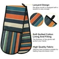 thumbnail image 2 of Yayeee Double Oven Mitt Kitchen Heat Resistant Baking 35" x7" Quilted Glove, Navy Blue Stripes, 2 of 6