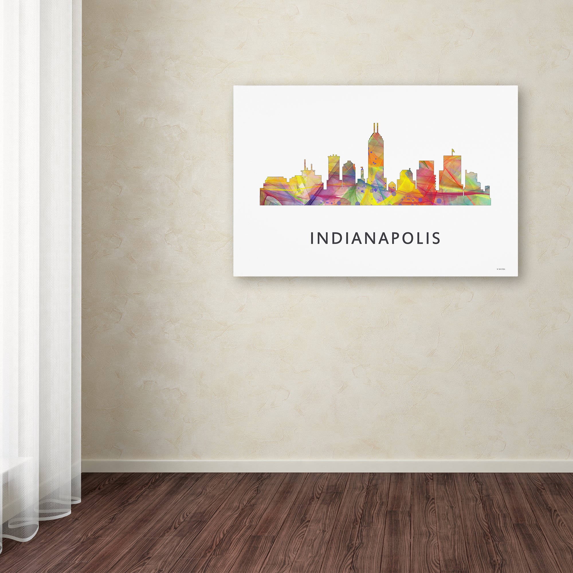 Trademark Fine Art 'Indianapolis Indiana Skyline WB-1' Canvas Art by Marlene Watson