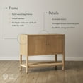 thumbnail image 3 of Nathan James Meads Mid Century Modern Cabinet with Doors, Solid Wood Kitchen Cabinet with Adjustable Interior Shelf and Seagrass Bottom Storage, Light Brown, 3 of 6