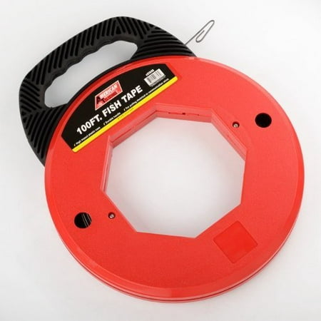 100 Ft Fish Tape Electrican Reel Pull Wires Cable Steel Hand Puller ATE
