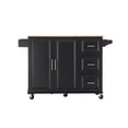 thumbnail image 3 of Kitchen Island & Kitchen Cart, Mobile Kitchen Island with Extensible Rubber Wood Table Top,adjustable Shelf Inside Cabinet,3 Big Drawers, with Spice Rack, Towel Rack, Black-Beech Black, 3 of 9