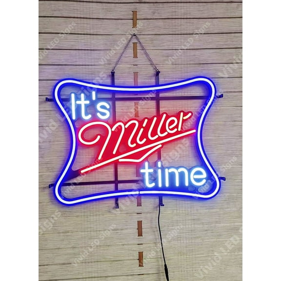 Queen Sense 24"x20" It's Millers Time LED Sign Light Neon Signs With Dimmer Party Home Wall Decor Lights W124IMT-XLED