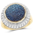 thumbnail image 1 of 4.90 Carat Genuine Cobalt Blue Drusy .925 Sterling Silver Ring QJ Model, 1 of 3