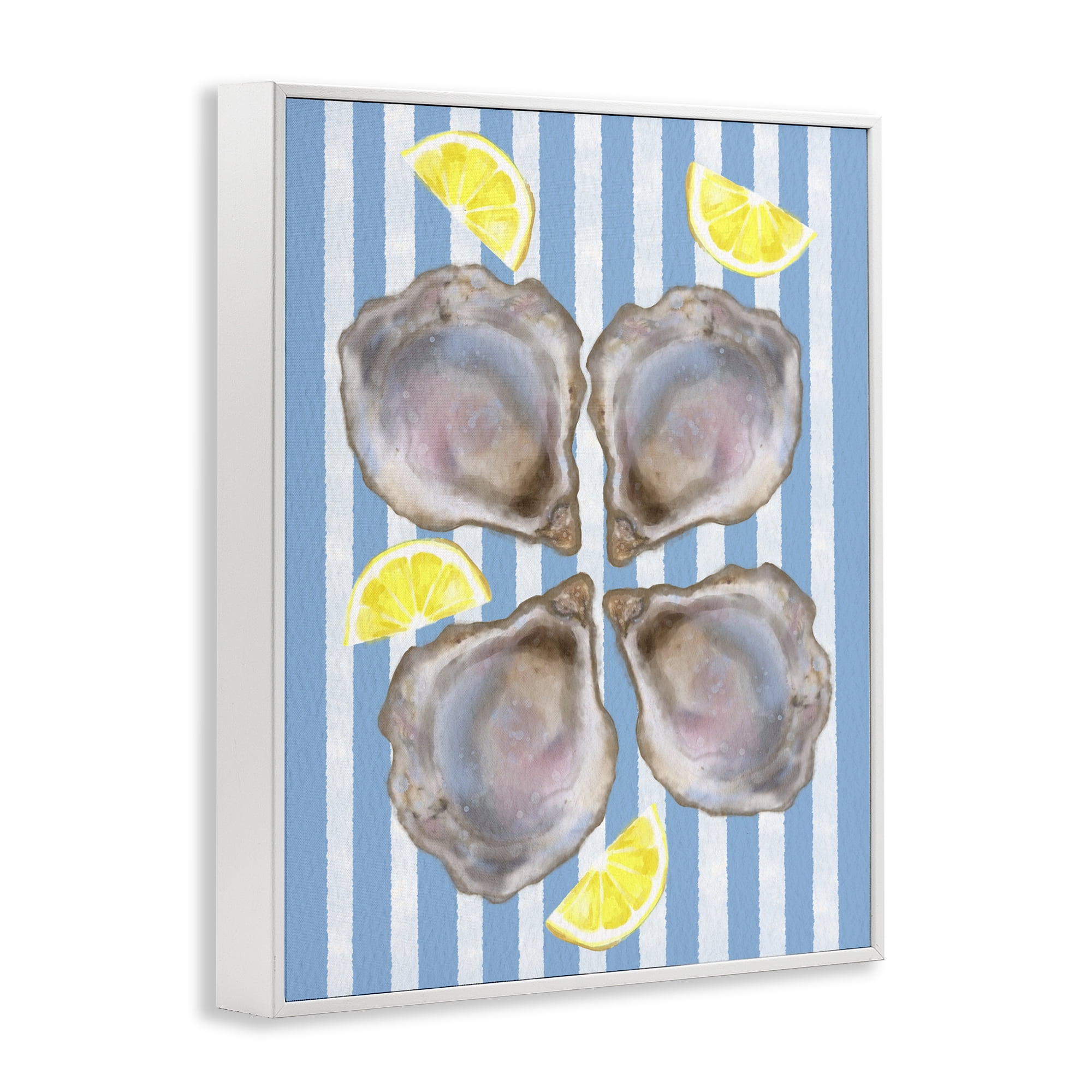 Stupell Industries Blue Stripe Oysters White Framed Giclee Art, design by Matthew Piotrowicz
