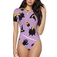 thumbnail image 2 of Goofa Cute Halloween Printed Women Rash Guard Short Sleeve,Tummy control Swimsuit Surfing Swimsuit Bathing Suit One Piece Swimsuit UPF 50-X-Large, 2 of 9