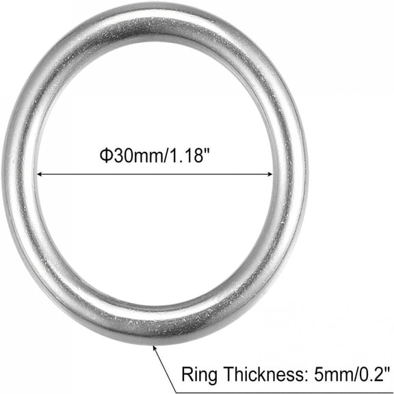 2pcs Metal Rings Seamless 304 Stainless Steel Rust Ring Steel Ring Welded O-Rings Circle Ring Round Ring 30X5MM
