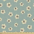 thumbnail image 1 of Floral Fabric by the Yard, Abstract Pastel Doodle Style Burgeoning Flowers and Spots Art Repetition, Decorative Upholstery Fabric for Chairs & Home Accents, Pale Teal and Cream by Ambesonne, 1 of 5