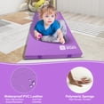 thumbnail image 2 of 2-Folding Exercise Mat for Kids, 6'X3'X4" Foldable Gymnastics Mat, Home Gym Tumbling Mat with Carrying Handles, Polymeric Sponge, 2 Panel, Waterproof, Use for Fitness Aerobics Stretching, Purple, 2 of 8