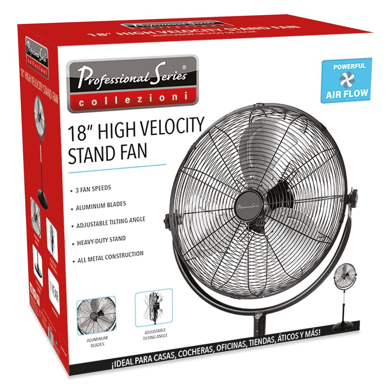 Professional Series 18" Stand Fan, High Velocity, Aluminum Blades Condition New  59 Inches Height