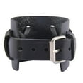 thumbnail image 4 of Handmade Leather Wide Bracelet Bangle Black, 4 of 8