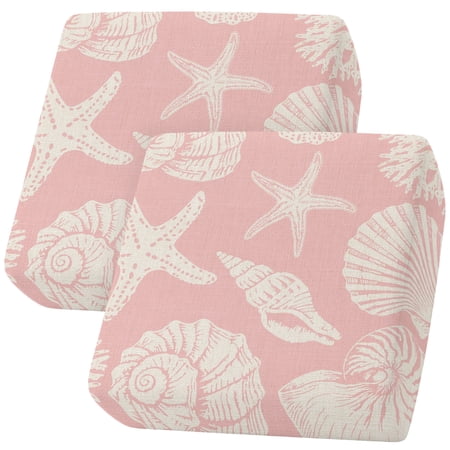 Couch Cushion Covers Shell Starfish Sofa Cushion Cover Stretch Seat Covers Peach Pink Coastal Coral Conch Sofa Slipcovers Soft Furniture Protector for Sectional Sofas Living Room Small-2 Pieces