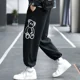 thumbnail image 4 of Pantalones deportivos rectos de pierna ancha con gráficos para hombre, pantalones deportivos de verano para hombre, pantalones finos, ropa popular coreana, pantalones Joker retro Xxxl, 4 of 5