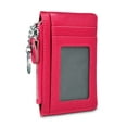 thumbnail image 4 of Njjex Rfid Blocking Front Pocket Wallet with Key Ring, Secure Credit Card Wallet Mini Card Holder with Zipper and Id Window, Genuine cowhide Leather Durable Slim Wallets -Hot Pink, 4 of 7