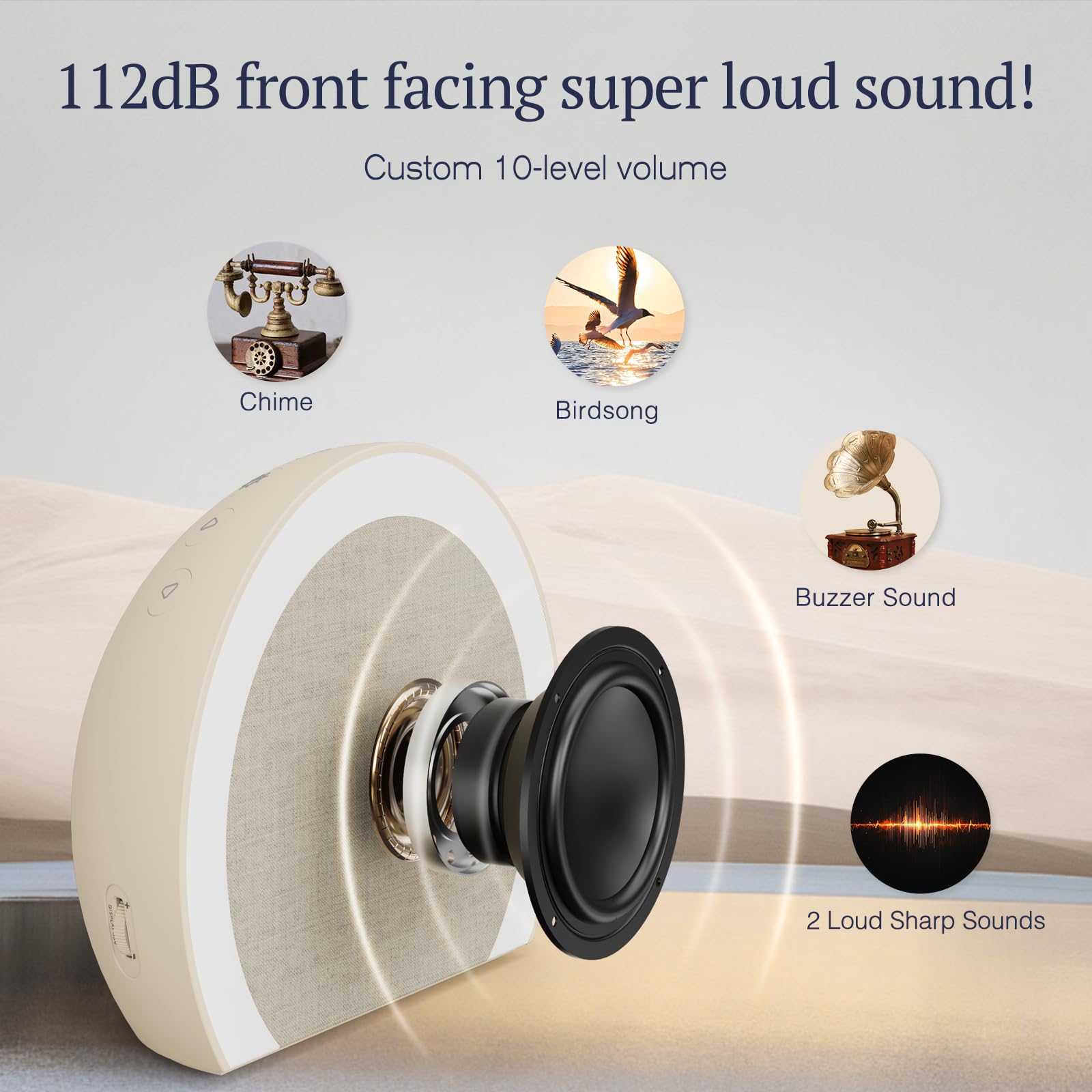 Extra Loud Alarm Clock With Wireless Bed Shaker  Vibrating Dual Light Wake Up For Heavy Sleepers & Hearing Impaired 9-color Night 8 Sounds 0-100% Dimmer Usb