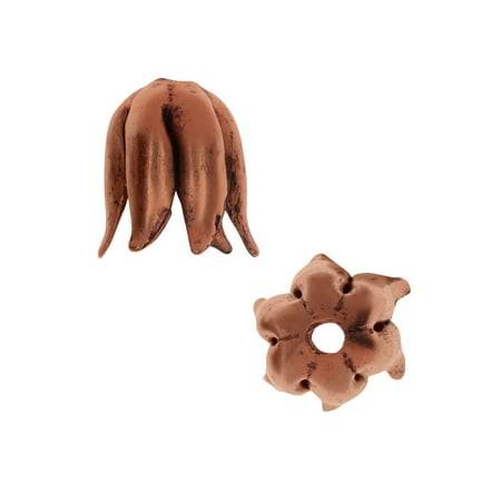 - Nunn Design Bead Caps, Curled Petal 8mm, 2 Pieces, Antiqued Copper