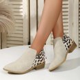 thumbnail image 2 of Fashion Leopard Print Boots Women Pointed Toe Chunky Heel Back Zipper Shoes, 2 of 7