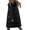 thumbnail image 2 of EGNMCR Long Puffer Jacket for Women, Thickened Winter Oversized Coat Hooded with Deep Pockets Ladies Warm Winter Zip Jacket Outwear Fall Winter, 2 of 4