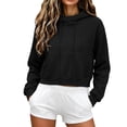 thumbnail image 3 of SYwaren Fall Winter Sweatshirt for Women Cropped Pullover Oversized Fleece Lined Long Sleeve Casual Drawstring Hem Tops, 3 of 9