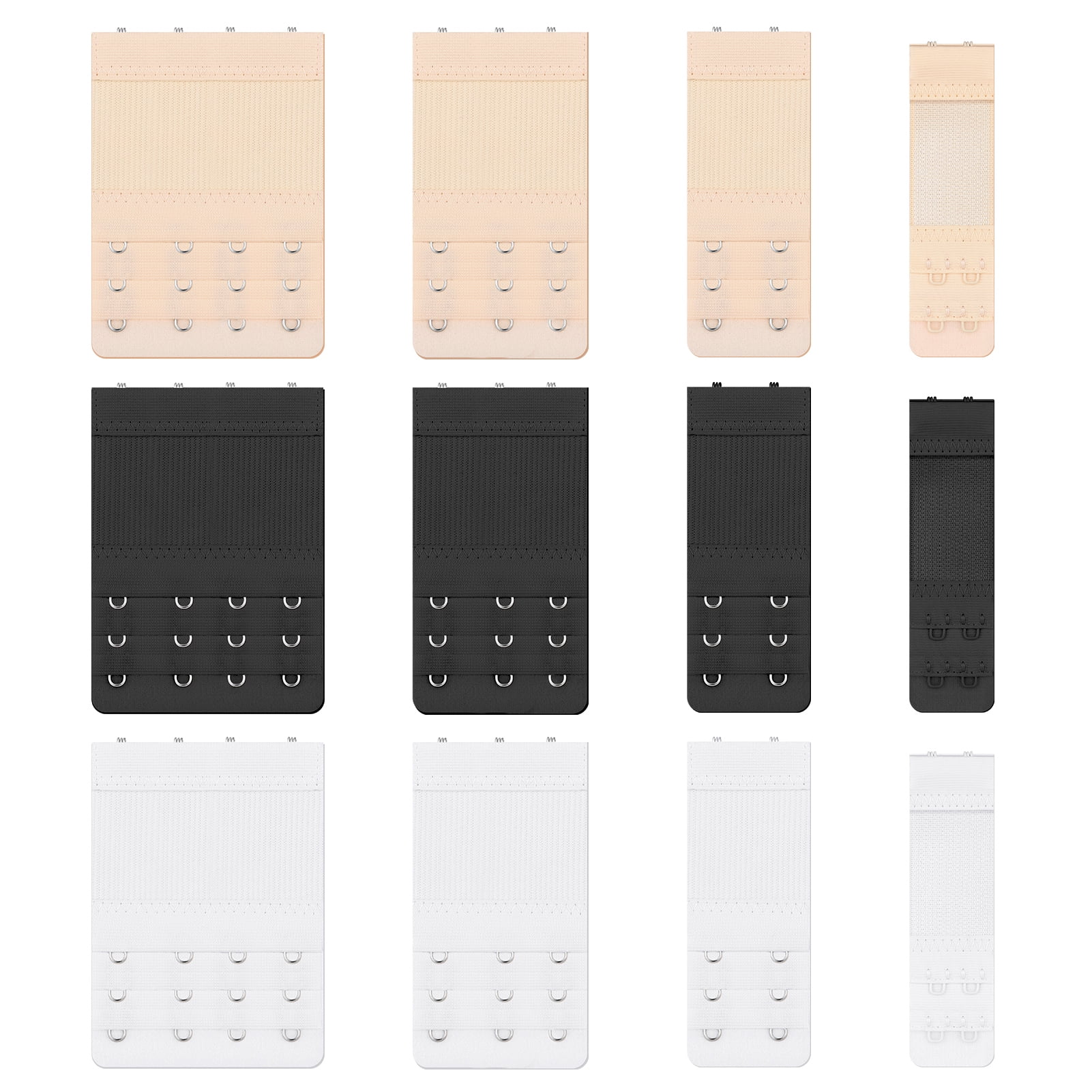 sixwipe 12 Pieces Bra Extenders for Women, 2 Hook / 3 Hook / 4 Hook Comfortable Elastic Stretchy