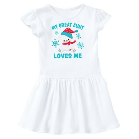 

Inktastic Polar Bear My Great Aunt Loves Me in Santa Hat Gift Toddler Girl Dress