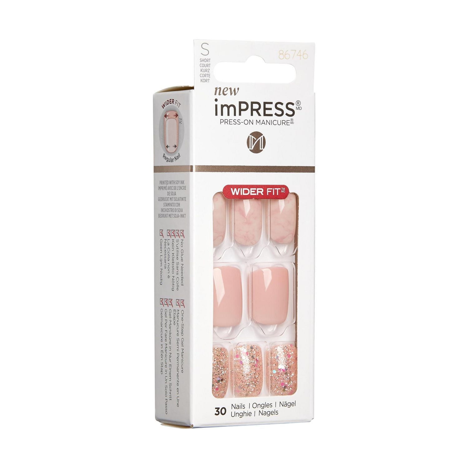 KISS ImPRESS Press-On - Just a Dream - Fake Nails, 30 Count, Short
