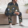 thumbnail image 7 of Naloa Dot Mandala Men’s Pajamas Set - Long Sleeve Button Down Sleep Shirt and Pajama Bottoms Sleepwear Set-XX-Large, 7 of 7