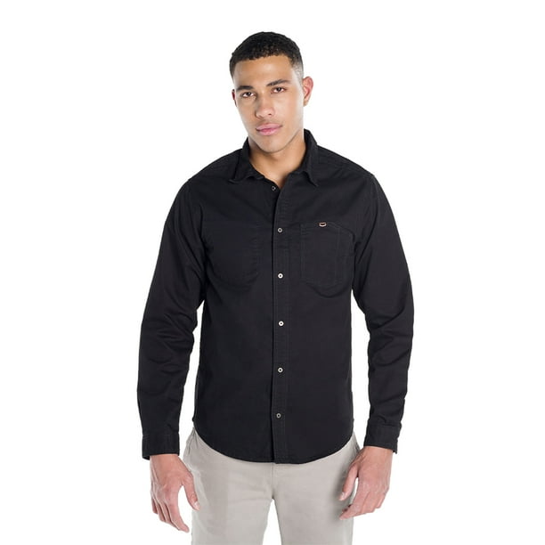 Camisa Oggi 2311316, Caballero, Corte Slim, Popelina, Color Negro Oggi Jeans 2311316