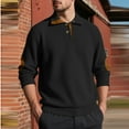 thumbnail image 2 of Yiaimeir Men's Long Sleeve Ribbed Knit Pullover Sweater with Quarter Zip Collar and Elbow Patch Casual Classic Design, 2 of 4