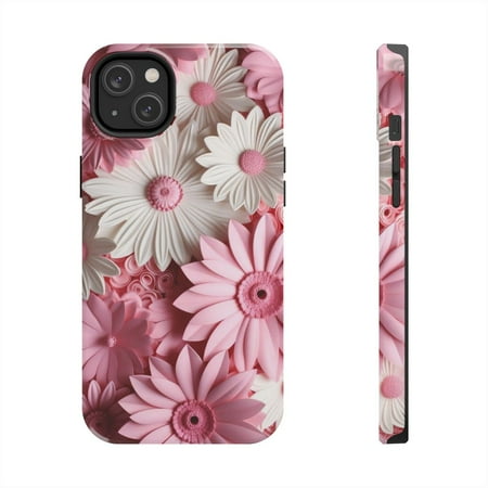 iPhone Tough Case - Flowers Floral Popping 3D Soft Pink Blooming Accessory - iPhone 14 Plus