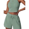 thumbnail image 1 of Diconna Ensemble de Shorts pour Femmes, Débardeur Sans Manches à Col Rond avec Shorts Unis Tenue d'Été pour Quotidien Fête, 1 of 4