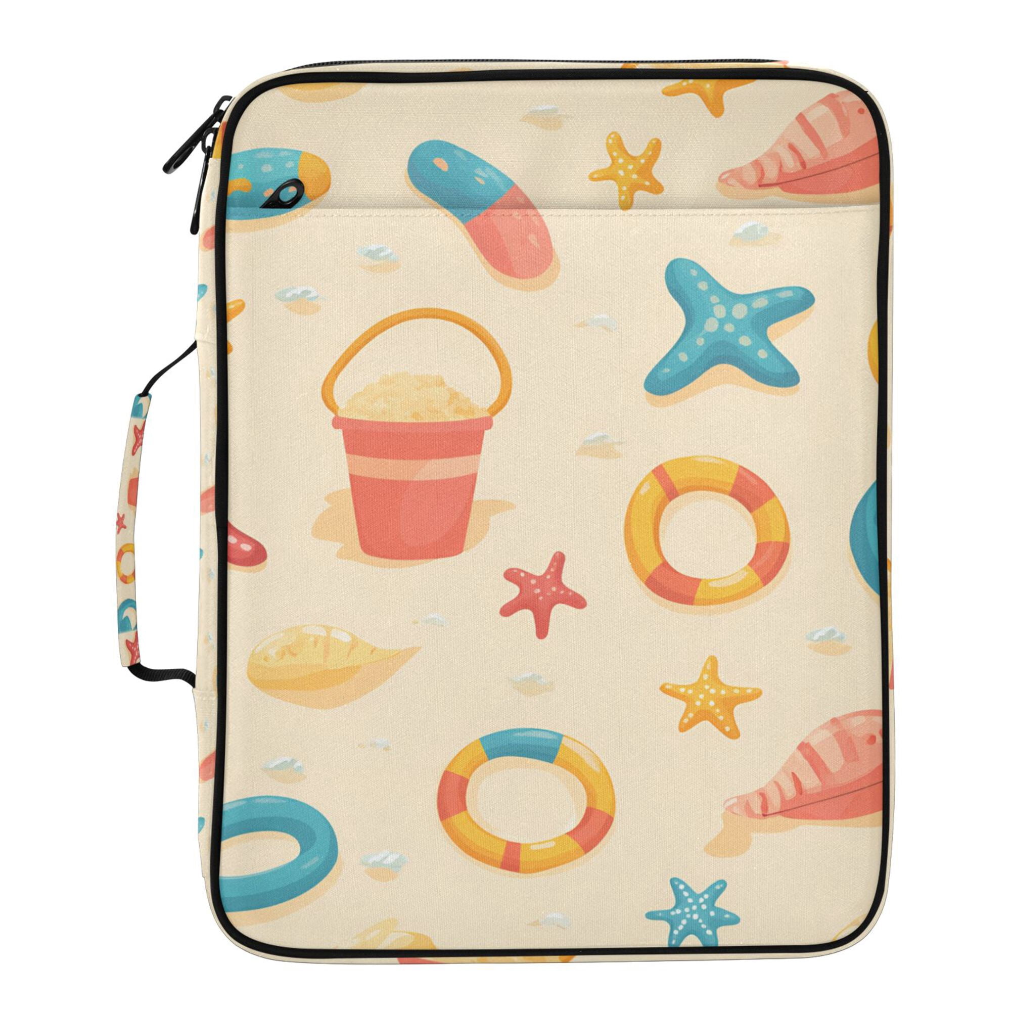 FORMRS Accordion File Folder A4 Size 7-Pocket Expanding Document Organizer Bag with 3 Ring Binder, Beach Pattern
