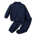thumbnail image 4 of Cethrio Boys Fleece Outfit Sets, 2 Piece Long Sleeve Half Zip Sweatshirts and Sweatpants Sets Navy Size 5-6 T, 4 of 8