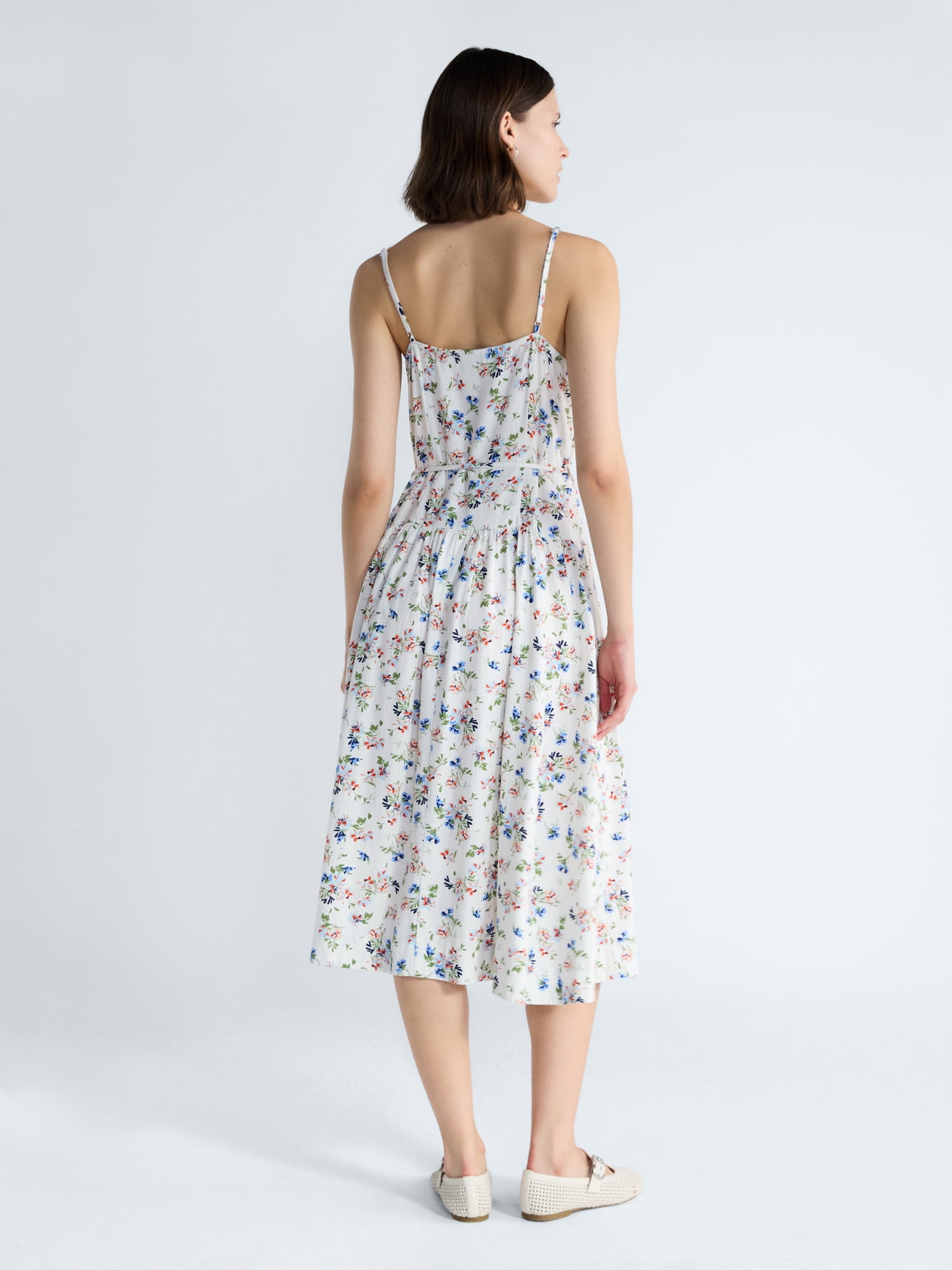 Free Assembly Women's Linen Blend Sleeveless Belted Midi Dress, Sizes XS-XXL