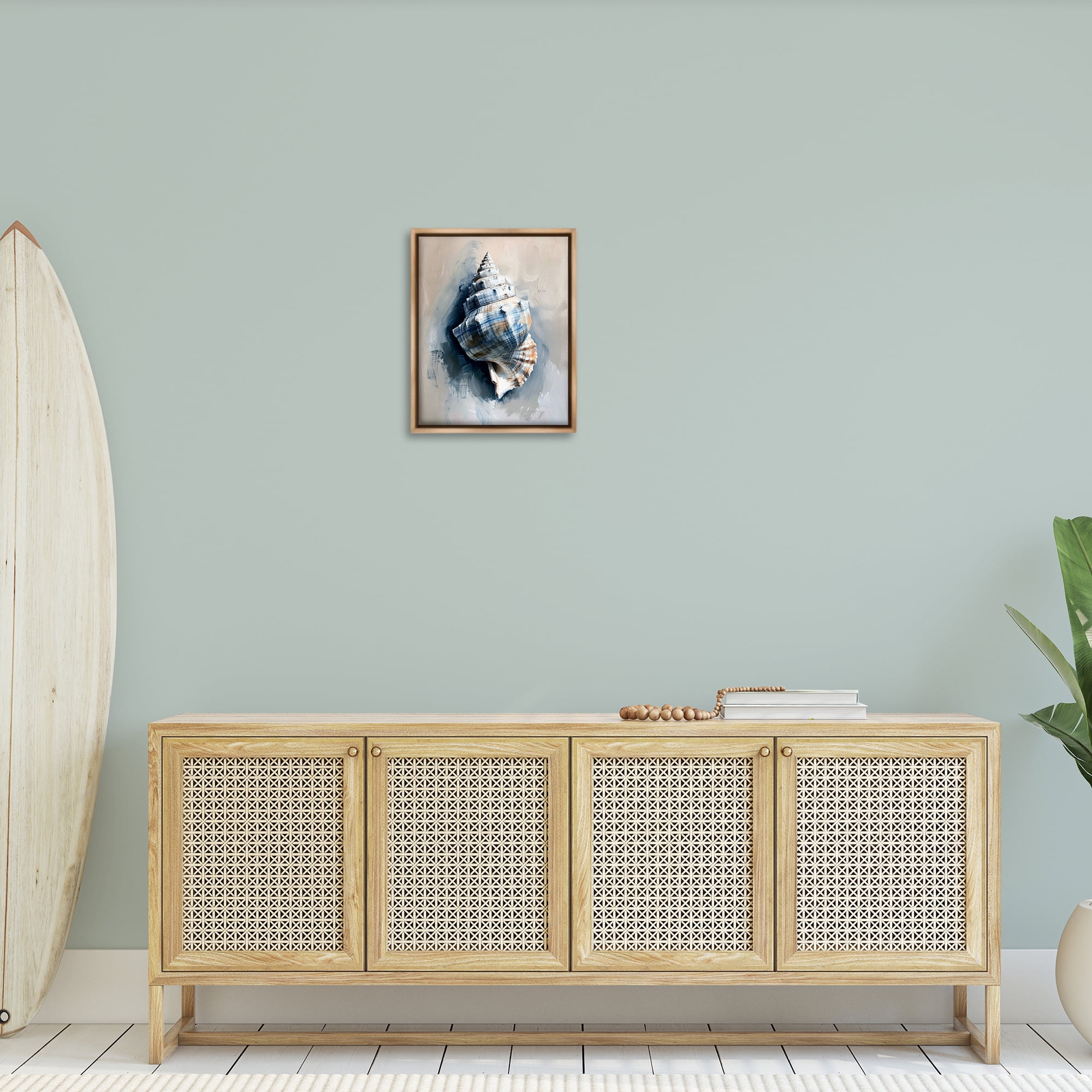 Stupell Industries Classic Ocean Shell Animals Painting Brown Floater Framed Canvas Art Print Wall Art, 17 x 21
