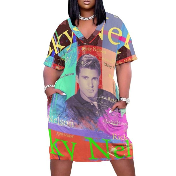 Actor y músico Ricky Nelson retrato Vestido suelto con bolsillo Vestidos de mujer vestidos sueltos elegantes de verano para mujer