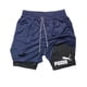 thumbnail image 4 of Pantalones cortos de entrenamiento para correr para hombre, Shorts de compresión con bolsillo para el teléfono, ropa deportiva atlética, estampado 2 en 1, 4 of 5