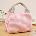 thumbnail image 1 of Sac à Lunch à Rayures Roses et Blanches pour Femmes, Sac Fourre-Tout Réfrigérant Sac à Lunch Isolé Sac Bento, Sac Fourre-Tout en Toile Portable Sac Thermique pour Femmes et Hommes Adultes pour le Travail, 9.25x6.1x6.69 Pouces, 1 of 6