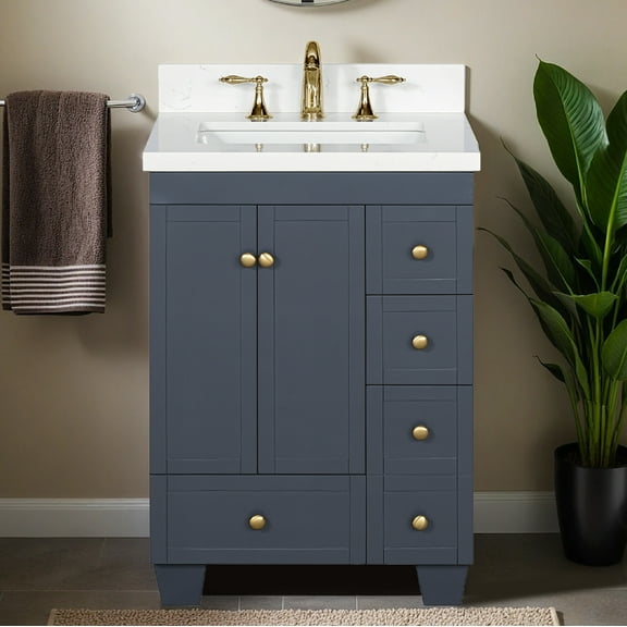 Lavanti Depos Solidwood 24-inch Bathroom Vanity with Sink - Stylish Navy Blue