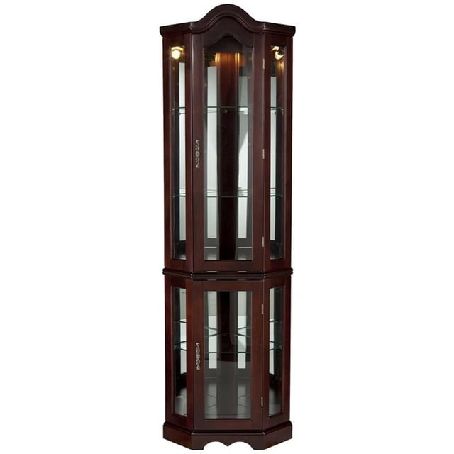 Meuble SEI Armoire de Coin Éclairée en Acajou pour Curiosités