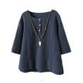 thumbnail image 2 of Tops for Women Trendy Girls Active Long Sleeve Oversized Corduroy Shirt Slouchy T Shirts Women Compression Pack round Neck Short Sleeve Shirt Polyester Spandex Shirts Fitness Clothes for Navy M, 2 of 4