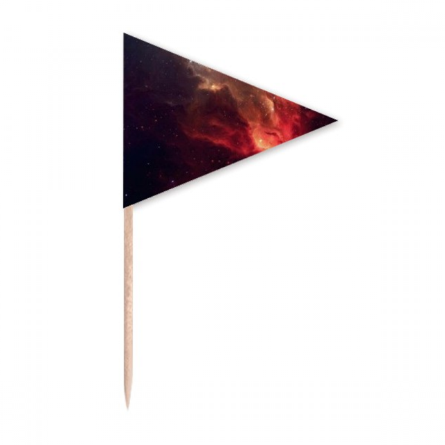 Modèle d'Illustration d'Univers de Nébuleuse Rouge Brillant Cure-Dents Triangle Cupcake Toppers Drapeau