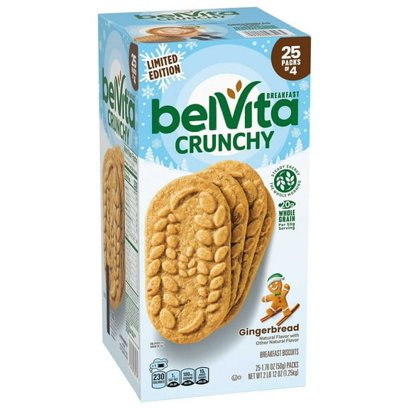 belVita Breakfast Bars Biscuits, Gingerbread Limited Edition 1.76 oz., 25 pk