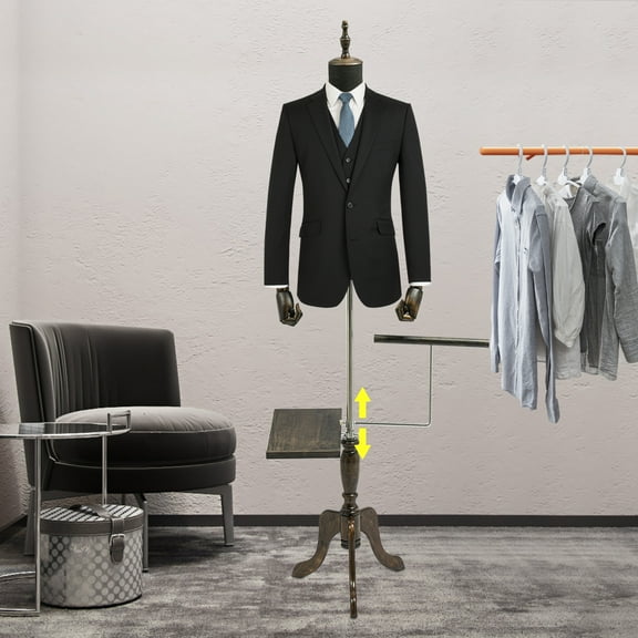 Male Mannequin, Dress Half Body, Adjustable Height Male Mannequin Black