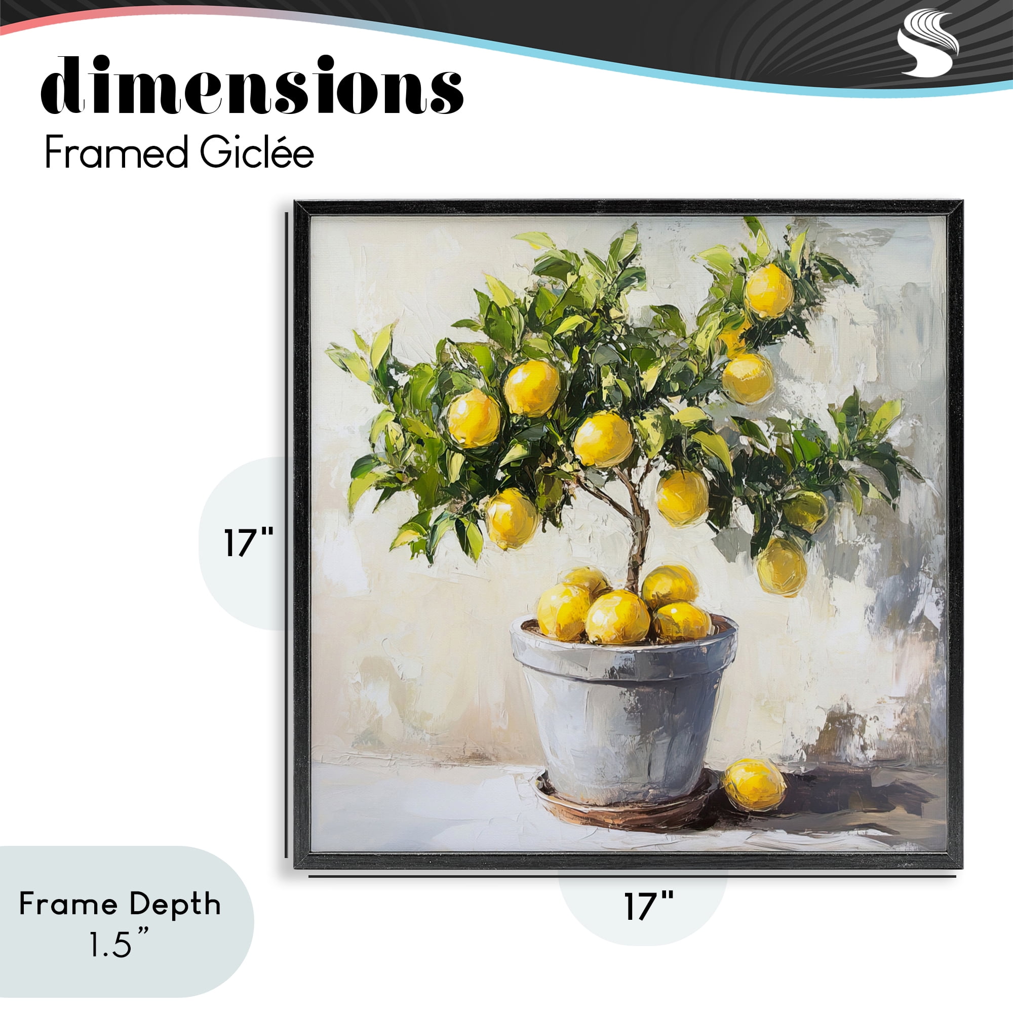 Stupell Industries Falling Lemon Tree Black Framed Giclee Art, design by Tina LeCour