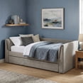 thumbnail image 2 of Furniture of America Alonsa Fully Fabric Upholstered Track Arm Twin Daybed with Trundle, Slate Gray, 2 of 6