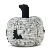 Black and White Pumpkin Pillow with Bat Patches, 9", Fall by Way To Celebrate
