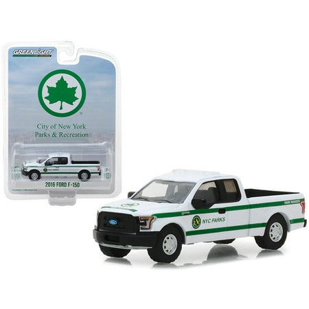 2016 Ford F-150 Pickup Truck White New York City Department of Parks and Recreation Blue Collar Collection Series 4 1/64 Diecast Model Car by