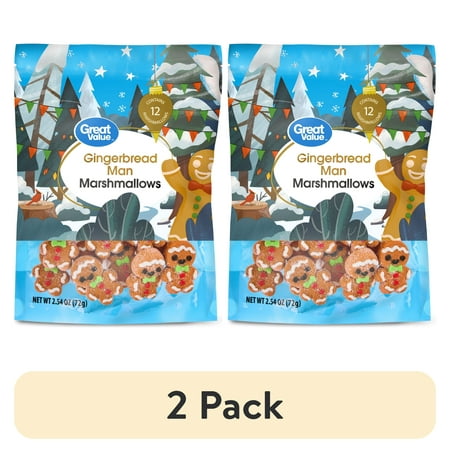 (2 pack) Great Value Gingerbread Man Marshmallows, 2.54 oz, 12 Count