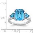 thumbnail image 3 of Sterling Silver Rhodium Octagonal Checker-Cut Blue Topaz Ring QR2916BT, 3 of 5